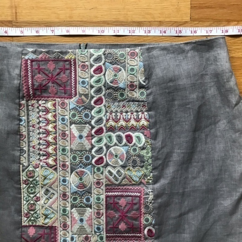 Johnny Was 4 love & liberty Gray Pink Silk Linen Embroidered Mini Skirt Large - Picture 9 of 11
